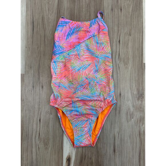 NWT Speedo Eco Endurance Printed Splice One Piece Tie Back Swimsuit Size 8 - Picture 1 of 12